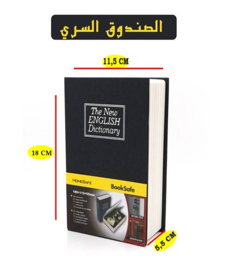 Coffre-fort de livre, tirelire cachée de dictionnaire secret, serrure à clé, étui à bijoux avec 2 clés 18 X 11.5 X 5.5 CM